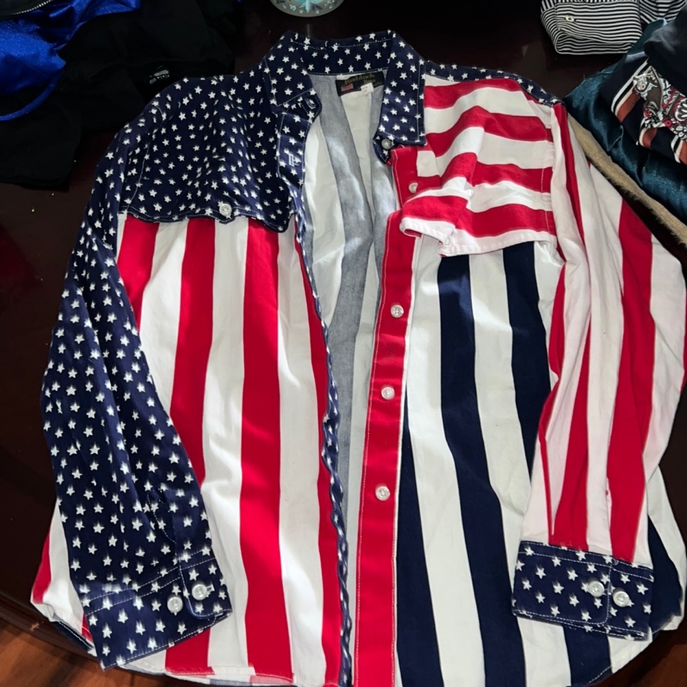 Vintage Ruddock bros American flag button down